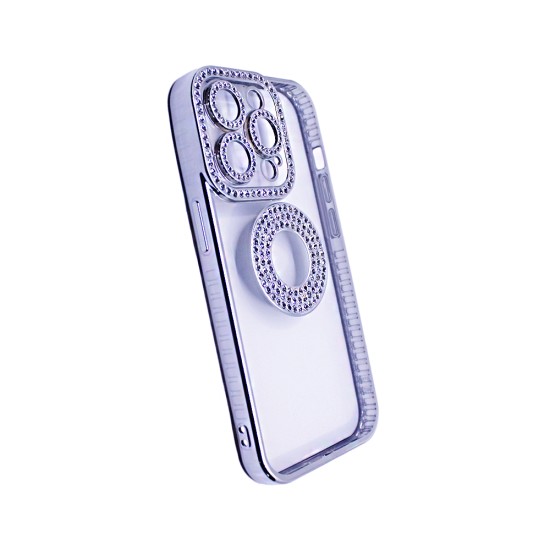 Soft Silicone Case with Diamond Design for Apple iPhone 14 Pro Max Silver Soft Silicone Case with Diamond Design for Apple iPhone 14 Pro Max Silver